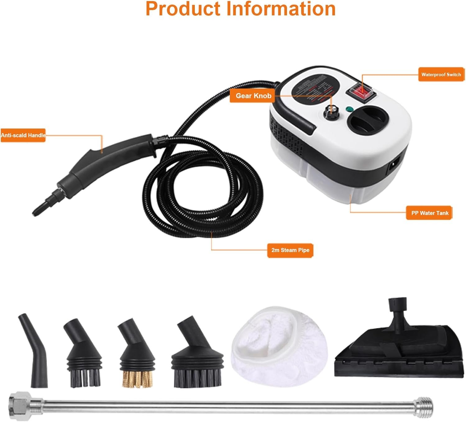 جهاز التنظيف والتعقيم بالبخار 6x1 بقوة 2500 واط - الصورة 2